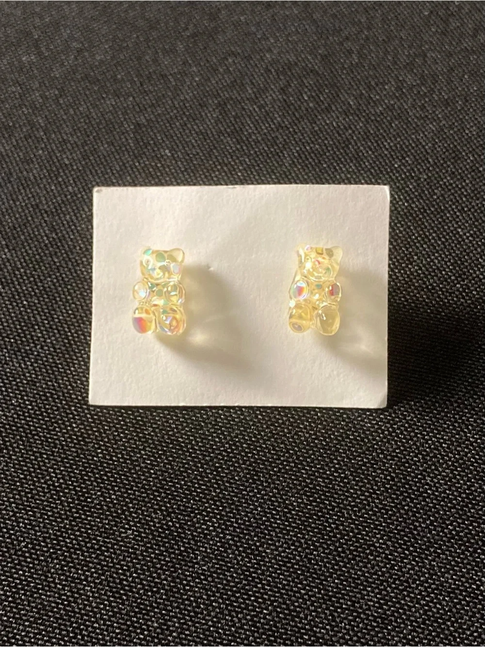 Handmade Resin Glittery Semi-Transparent Mini Gummy Bear Stud Earrings